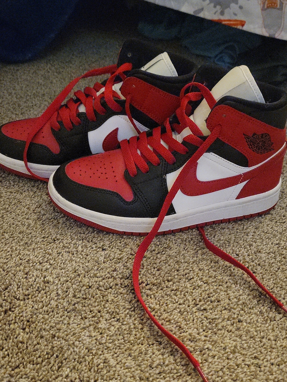 Nike Kids Red Black White High-Top Sneakers